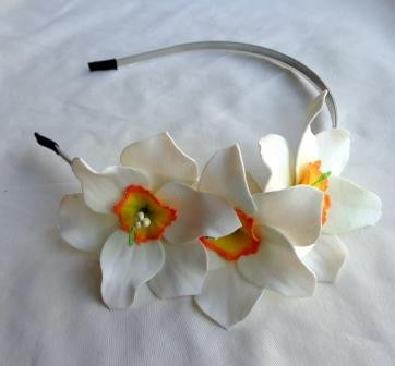 Обруч для волосся з квітами ручної роботи "Нарциси білі"-купити-в інтернет-магазині AnnaRose