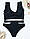 Чорний купальник з воланами і чашками на ліфі з розрізами на плавках жіночий (р. 42-44) 68KP873, фото 2