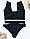Чорний купальник з воланами і чашками на ліфі з розрізами на плавках жіночий (р. 42-44) 68KP873, фото 4