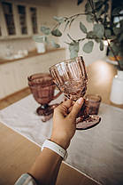 Набор 6 бокалов и графин Виктори из толстого розового стекла, фото 2