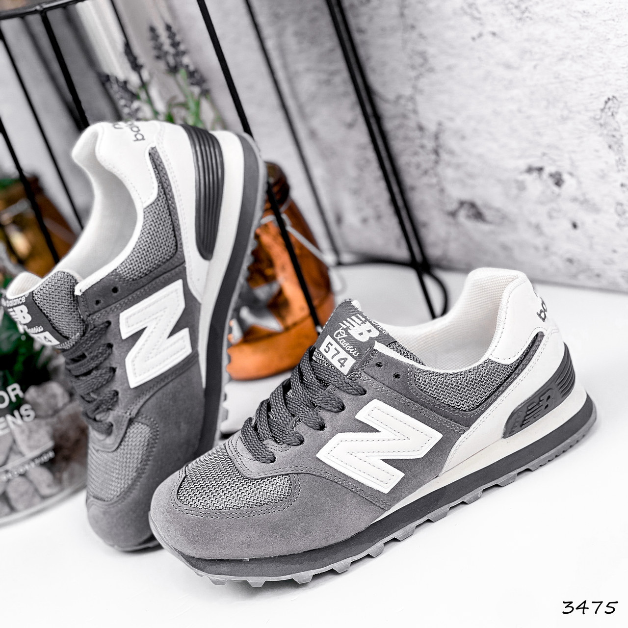 

Кроссовки женские New Balance серые + белый 3475, Серый