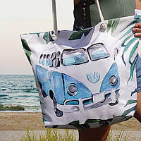 Пляжна сумка Malibu "Бірюзовий Volkswagen хіппімобіль", фото 1