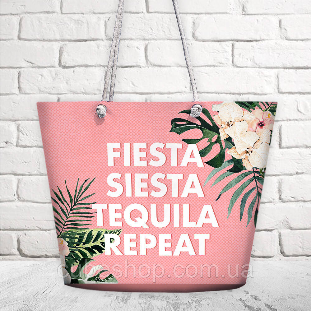 Пляжная сумка Malibu "Fiesta siesta tequila repeat"