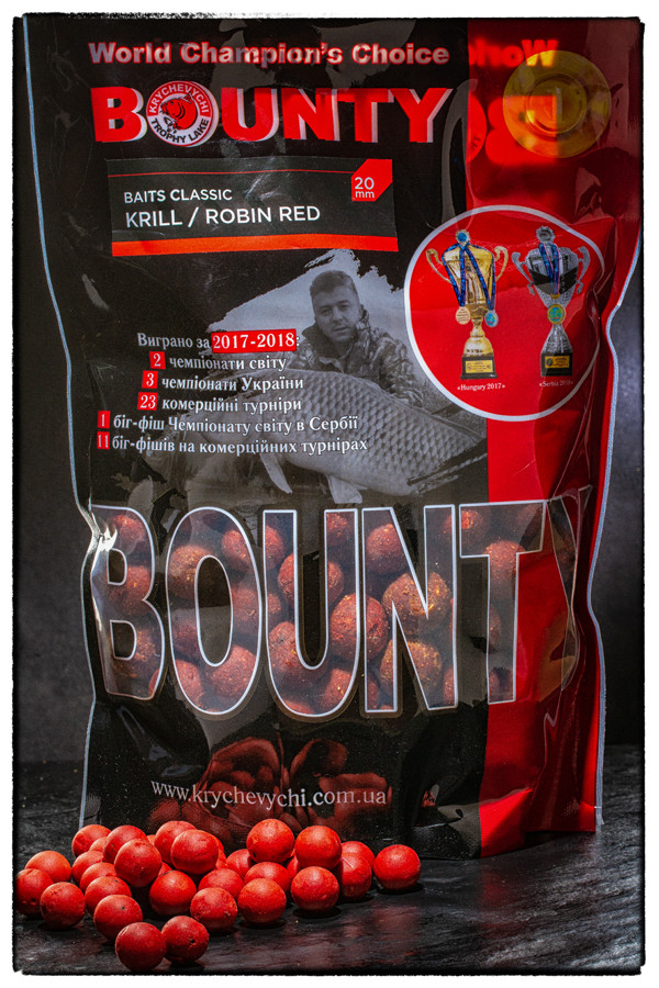 

Бойлы прикормочные пылящие BOUNTY KRILL / ROBIN RED