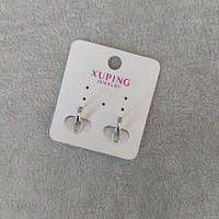 Сережки пусети Xuping з білими каменями 5х14мм родій купити оптом в інтернет магазині