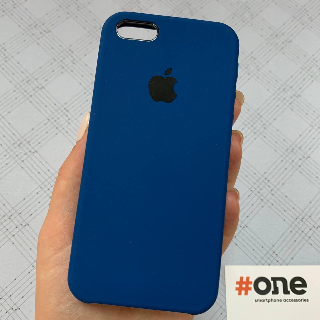 

Чехол для iPhone 5 5S SE Silicone Case с микрофиброй бархатом силикон кейс на айфон 5 5с се темно синий 36 SLK