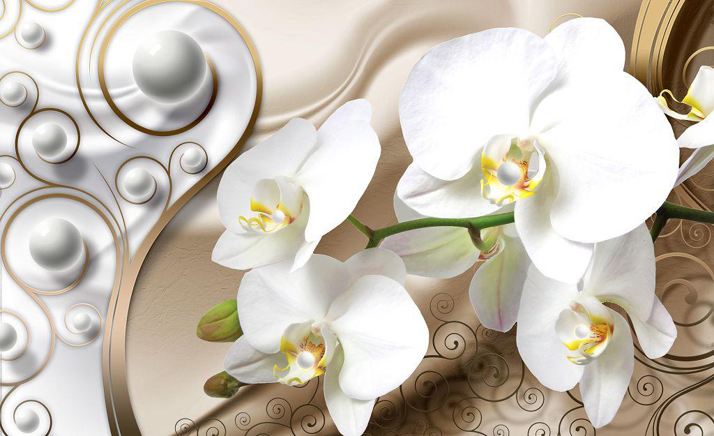 

Фотообои цветы 3D 368х254 см Орхидеи и узоры (2952P8) Лучшее качество