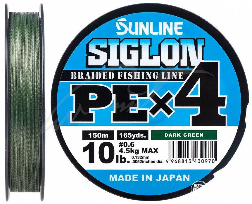 

Шнур Sunline Siglon PE х4 150m (темн-зел.) #0.6/0.132mm 10lb/4.5kg