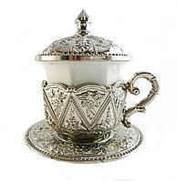 Турецкая чашка Демитассе для кофе 60 мл, цвет: серебро