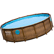 Каркасный бассейн Bestway Ротанг 56725 (488 х 122 см), с картриджным фильтром, лестницей и тентом