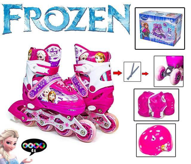 Комплект роликів із захистом та шоломом Disney "Frozen Холодне серце". Усі колеса світяться. Розміри 27-30, 35-38