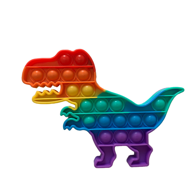 Іграшка антистрес для дітей Pop-It динозавр Рекс райдужний, вічна пупирка, Поп Іт (QH-MSXF-14)