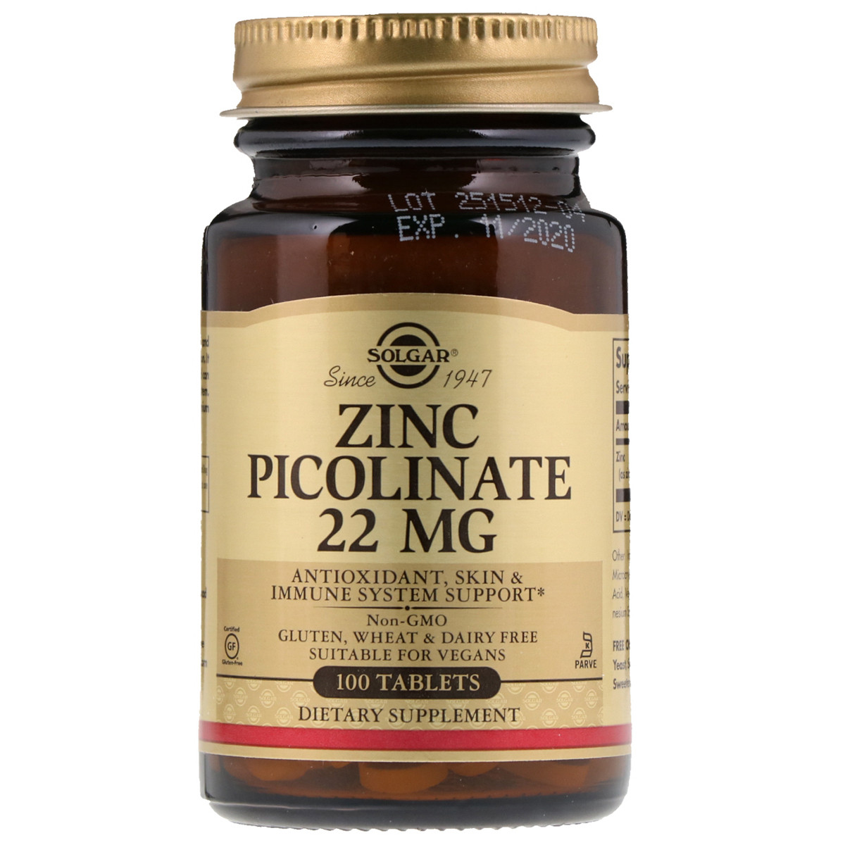 

Цинк Пиколинат 22 мг Zinc Picolinate (Solgar)