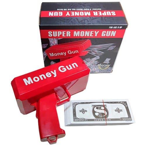 

Пистолет который стреляет деньгами Money Gun, Красный