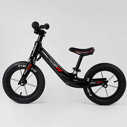 Велобіг від дитячий від 2 років, з надувними колесами 12 дюймів, Чорний, магнієвий рама, Corso 36267