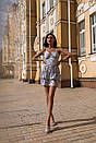 Шелковое короткое платье с расклешенной двойной юбкой и открытой спиной (р. S-M) 66py2689Q, фото 10