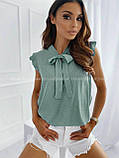 Жіноча стильна блузка в горох штапель розмір: 42-44,46-48,50-52,54-56, фото 5