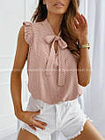 Жіноча стильна блузка в горох штапель розмір: 42-44,46-48,50-52,54-56, фото 10