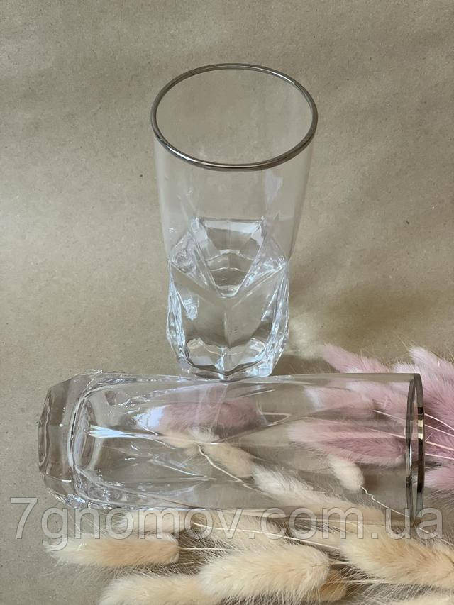 Склянка висока для напоїв з прозорого скла Геометрія 250 мл