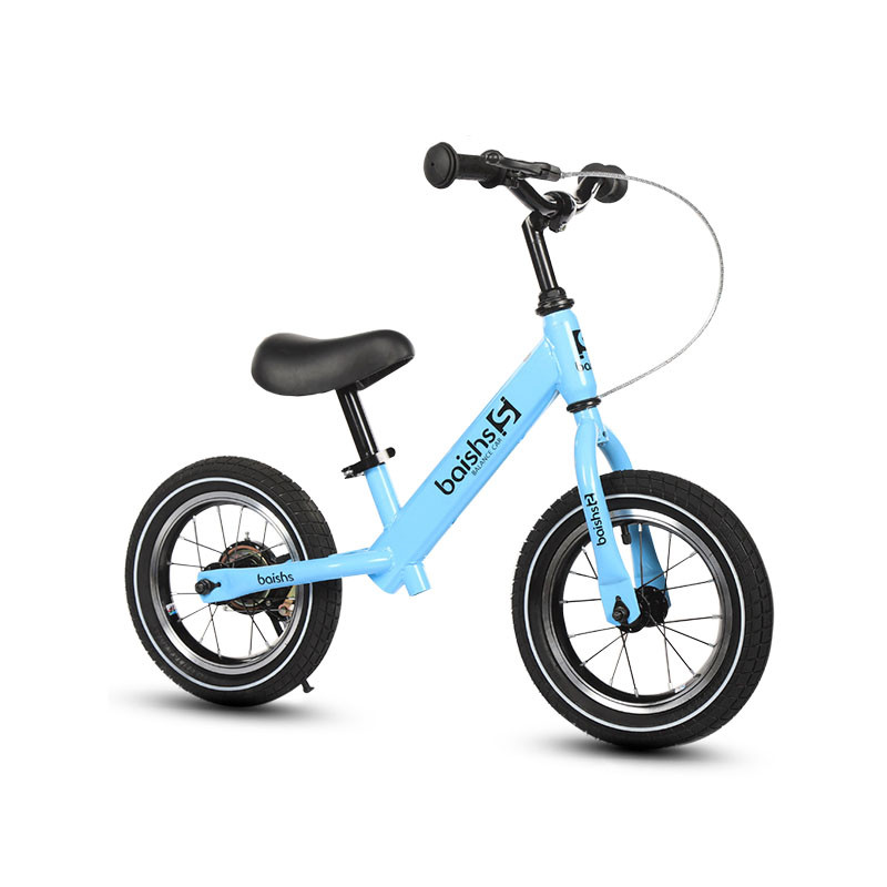 Дитячий беговел Baishs 002 Blue двоколісний велосипед без педалей з ручним гальмом 29 см