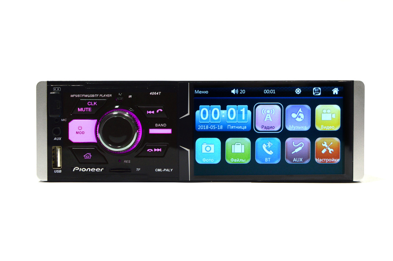 

Автомагнитола Pioneer 4064T 1Din с экраном 4.1"+Bluetooth+RGB