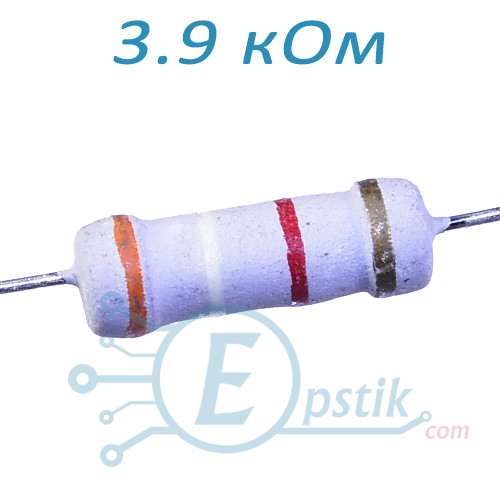 Резистор 3.9 кОм ±5%, CF 1Вт., вивідний