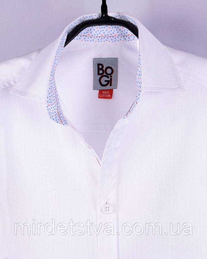 Дитяча сорочка з коротким рукавом для хлопчика (Біла) розмір 128-134, Bogi