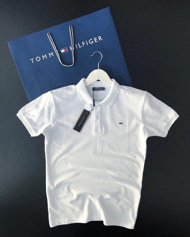 Мужская футболка поло белая Tommy Hilfiger, чоловіча футболка Томми  Хилфигер біла, цена 599 грн — Prom.ua (ID#1224337866)