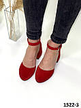 Туфли женские замшевые красные на каблуке, фото 3