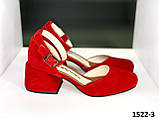 Туфли женские замшевые красные на каблуке, фото 9