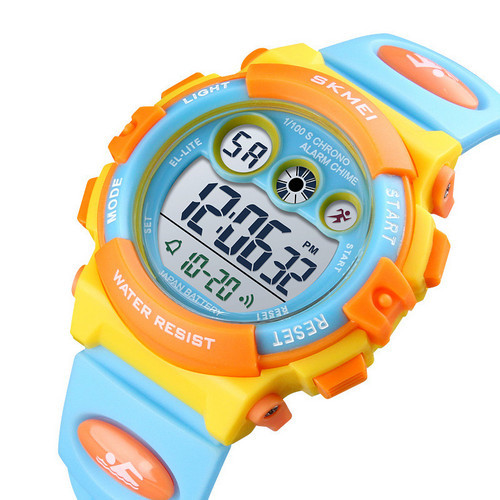 Детские наручные часы для девочки кварцевые круглые гарантия 12 месяцев Skmei 1451 Blue-Yellow