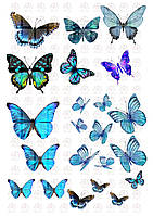 Вафельная картинка Голубые бабочки