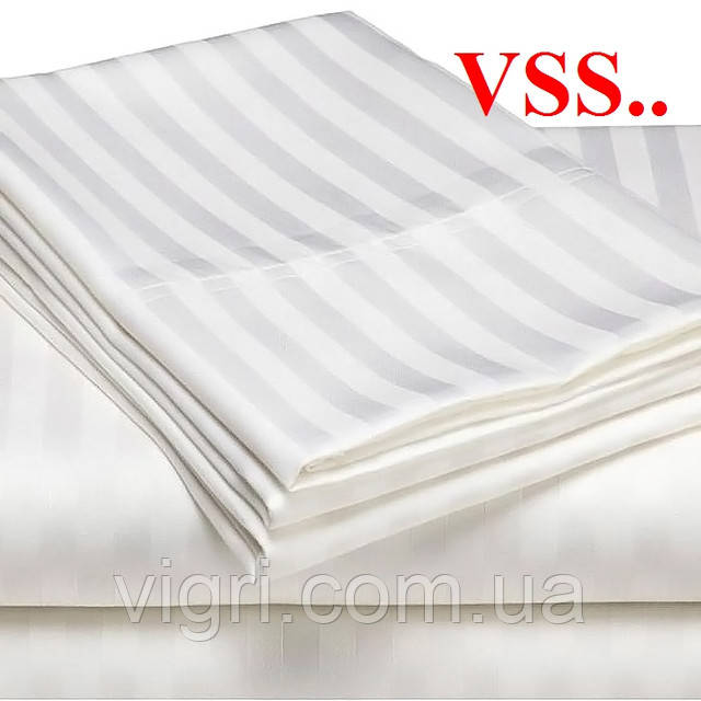 Постільна білизна двоспальна, сатин страйп "Stripe", білий, Вілюта «Viluta» VSS