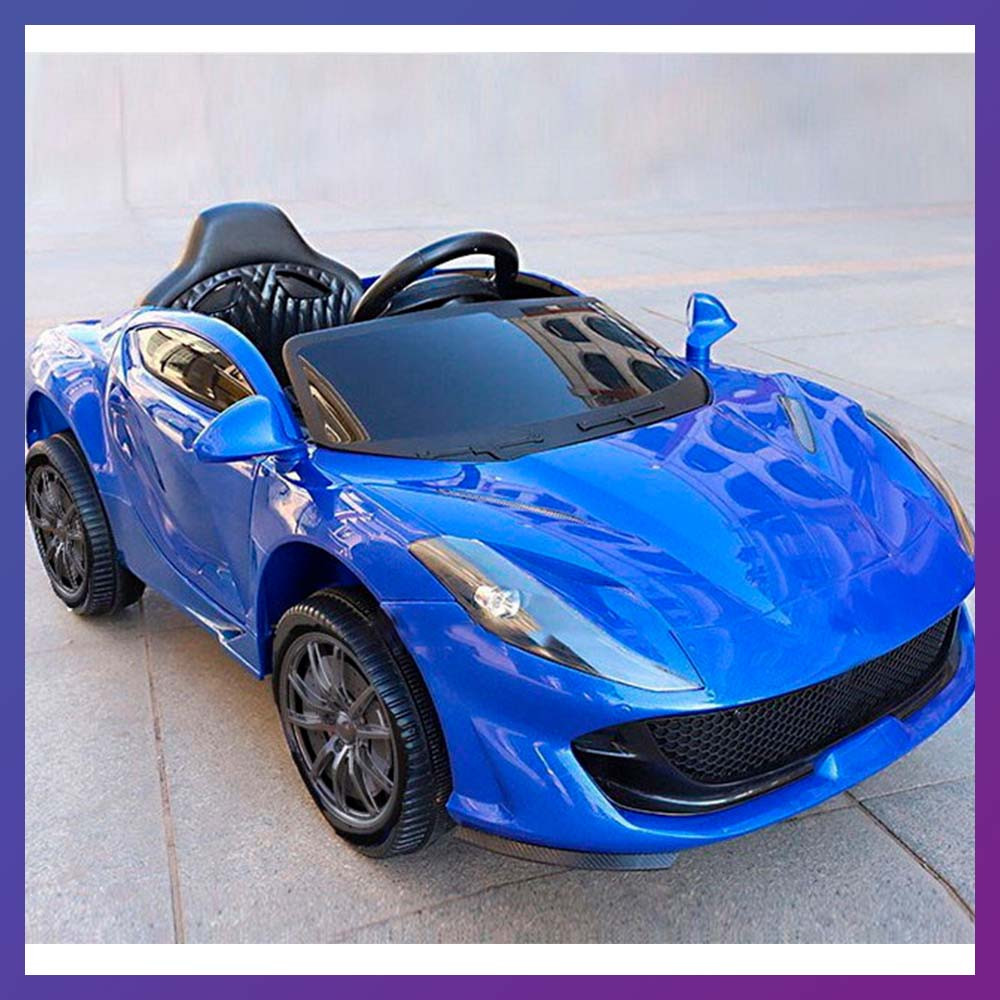 Детский электромобиль на аккумуляторе Ferrari T-7653 с пультом радиоуправления для детей 3-8 лет синий