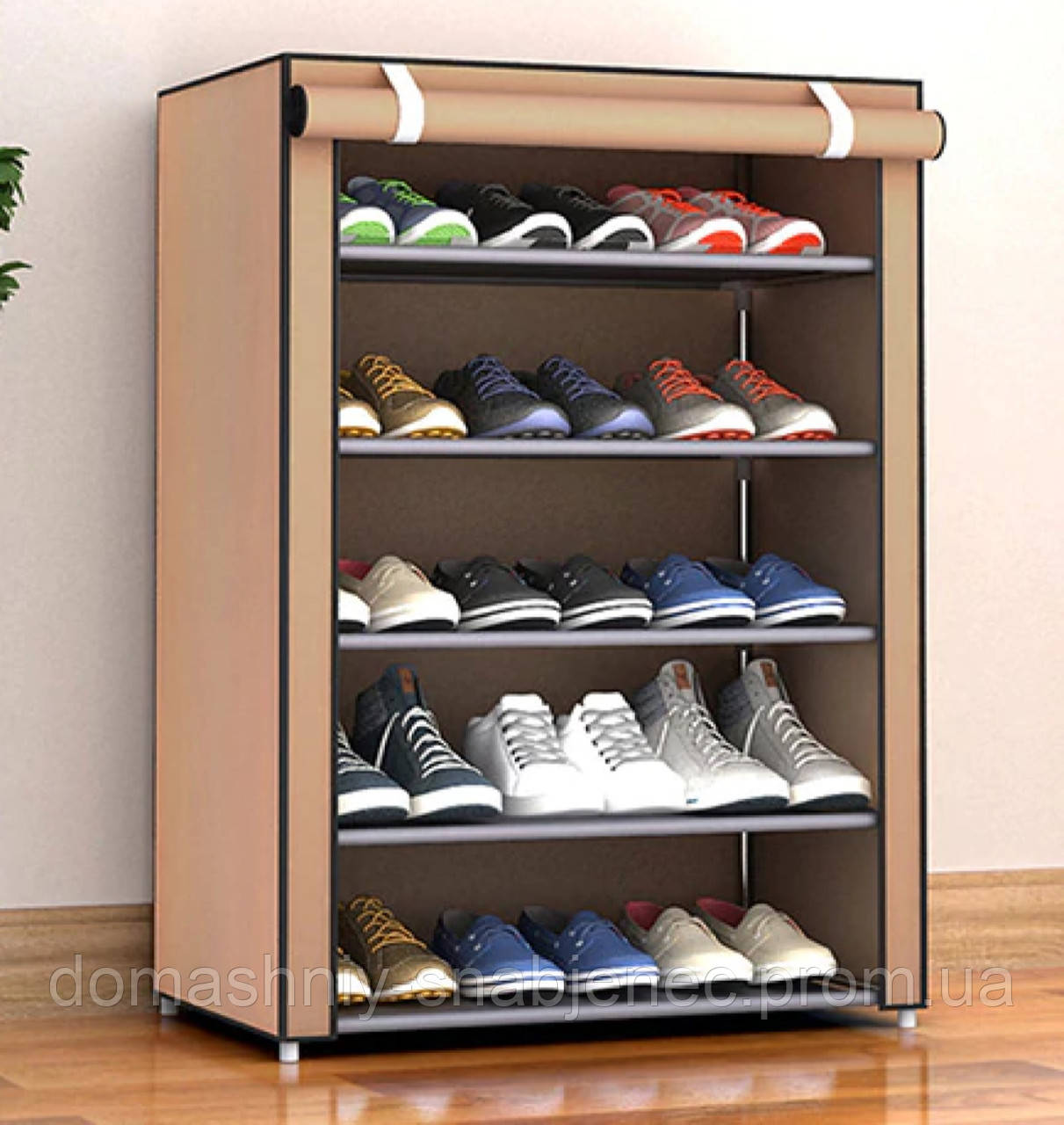 

Тканевый шкаф для обуви на 5 полок Shoe Rack and Wardrobe А5 90/56/27 кофе