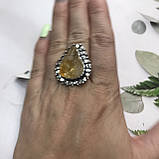 Цитрин 19 размер кольцо с натуральным цитрином кольцо с камнем цитрин желтый в серебре Индия, фото 3
