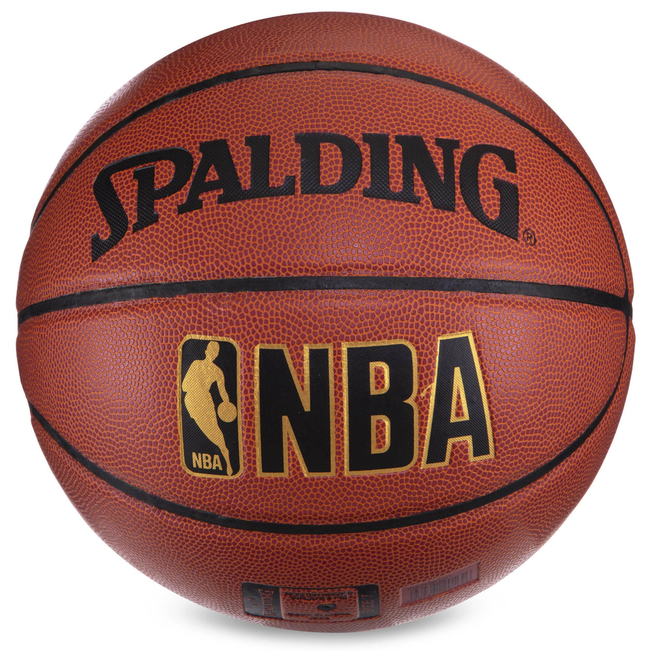 

Мяч баскетбольный кожаный Spalding NBA ЧЁРНОЕ ЗОЛОТО, полоса ,размер 7