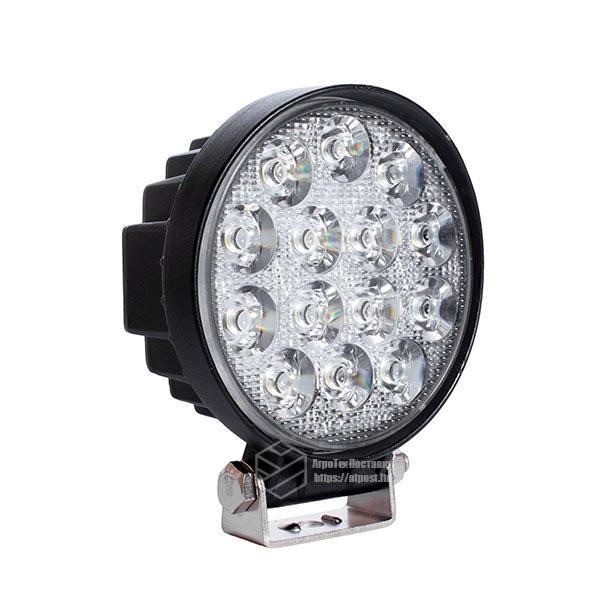 

LED фара круглая 42W, 14 диодов, дальний свет, узкий луч 12-24V 6000K. Светодиодные лэд фары., Черный