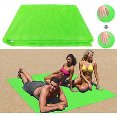 Пляжная подстилка, пляжный коврик антипесок, пляжний килимок sand mat | 200х200 см зеленый