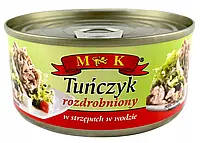 Тунец дробленный для салата M&K Tunczyk Rozdrobniony w wodzie Польша 170г