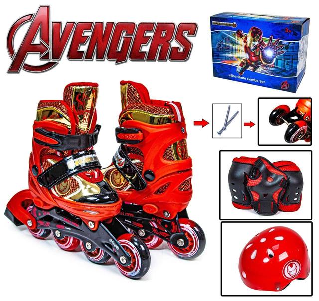 Комплект роликів із захистом та шоломом Disney "Marvel - Iron Man Залізна людина". Розміри 27-30, 31-34, 35-38