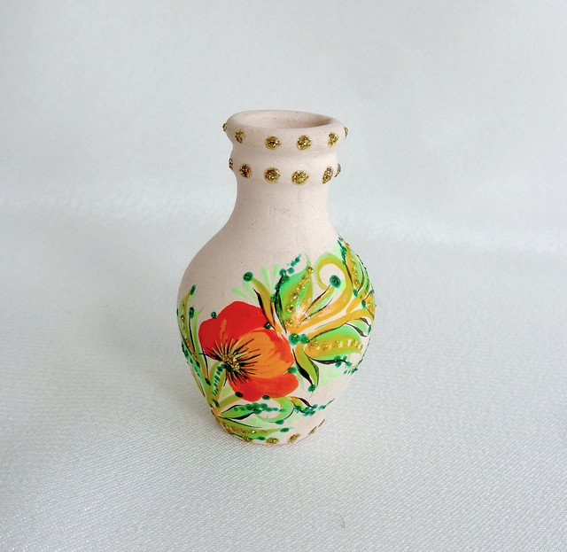 Глечик маленький декоративний з авторським розписом "Квітковий бігунок"-купити-в інтернет-магазині AnnaRose