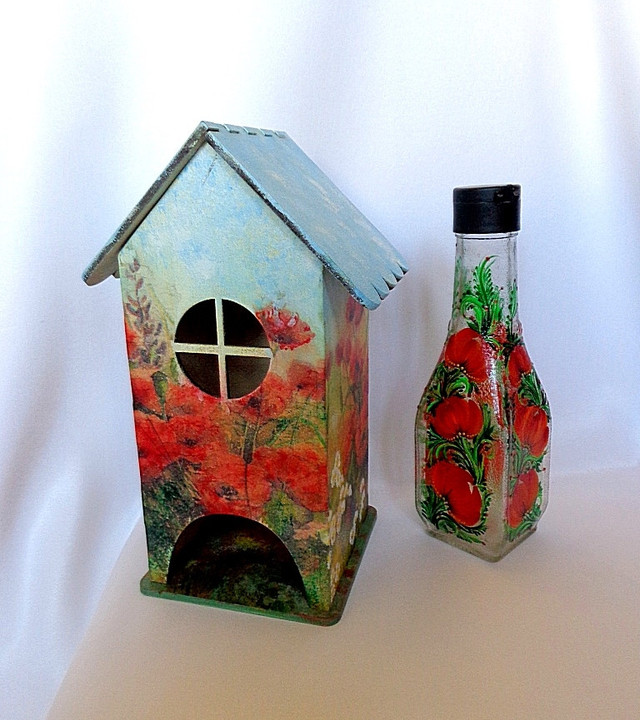 Декоративний набір - пляшка для соусу і чайний будиночок - "Аленький цветочек"-купити-в інтернет-магазині AnnaRose