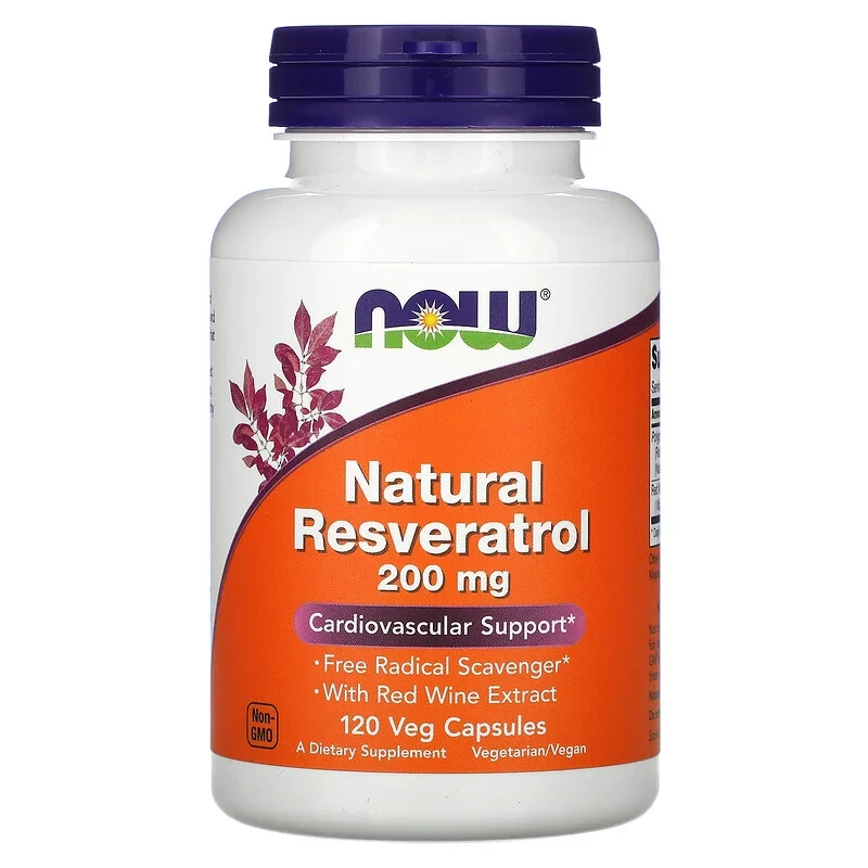 

Ресвератрол, Resveratrol, Now Foods, натуральный, 200 мг, 120 капсул