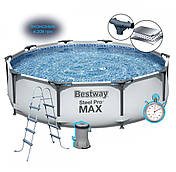 Каркасный бассейн Bestway Steel Pro Max 56420 (366 x 122 см), с картриджным фильтром, тентом и лестницей