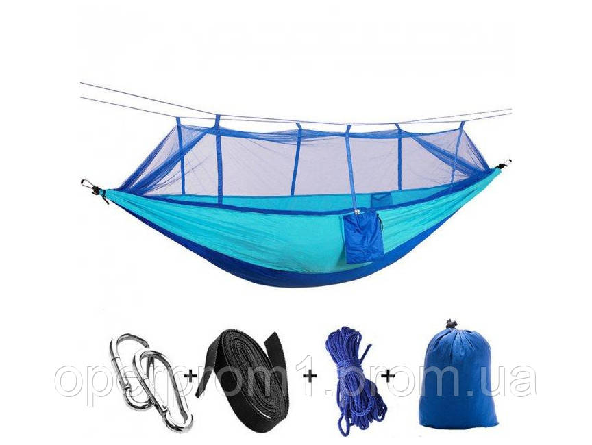 

Туристический гамак с москитной сеткой тканевый UKC Hammock Net синий