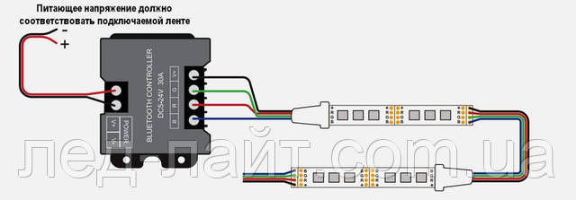 Схема підключення RGB Bluetooth LED контролера 30А