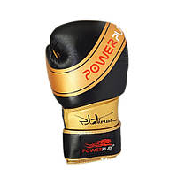 Боксерські рукавиці PowerPlay 3023 Чорно-Золоті [натуральна шкіра] 14 унцій, фото 2