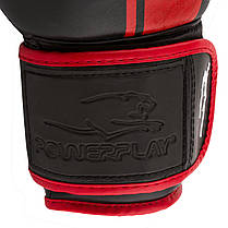 Боксерські рукавиці PowerPlay 3022 Чорно-Червоні [натуральна шкіра] 16 унцій, фото 2