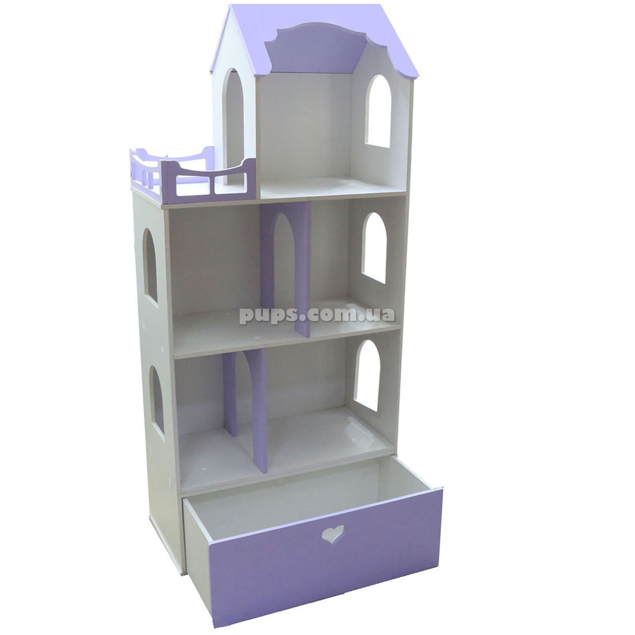 Игрушечный кукольный деревянный домик с ящиком для игрушек Unitywood фиолетовый. Обустройте домик для кукол
